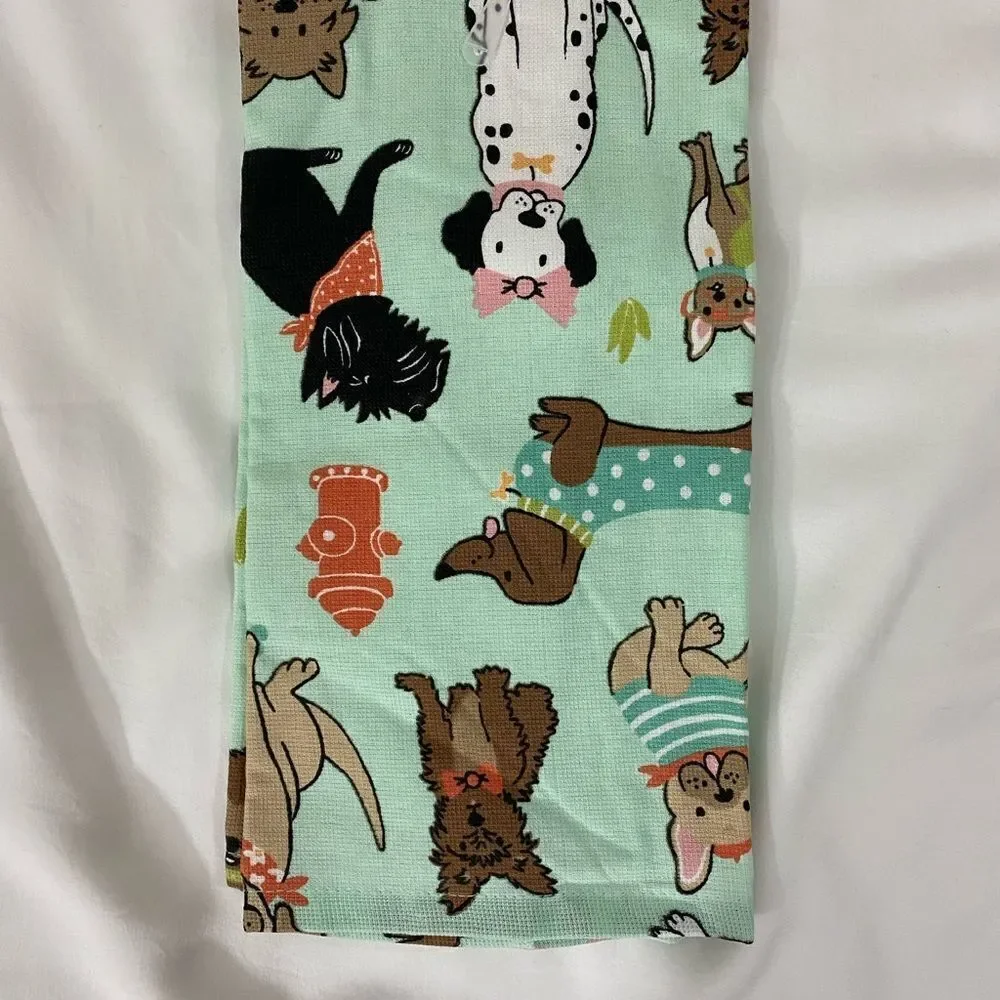 NWT Set of Two Dog /Corgi Kitchen Towels and Corgi Notepad
